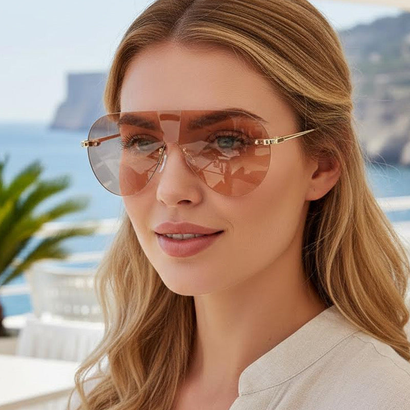 Lentes de Sol Aviador Rimless Futuristic